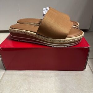 Journee Collection Brown Platform Slide Sandals